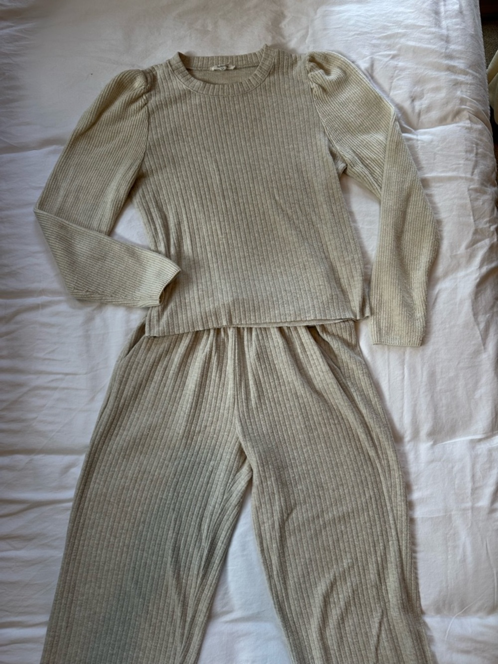 Splendid Neutral Ribbed Knit Lounge Set - Cream - Picture 3 of 5